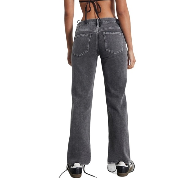 PacSun Women’s Black Low Rise Straight Leg Jeans Size 26 Cotton Slit Hem Retro - Picture 4 of 12